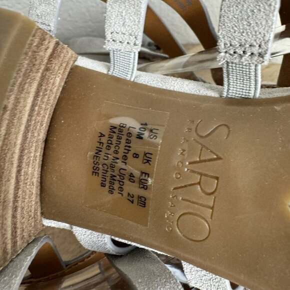 Franco Sarto Finesse Cage strappy Gladiator Sandal Sz‎ 10M Grey Suede Block Heel - Picture 8 of 10